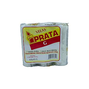 Vela Votiva 7 Dias Branca Prata G - 3 unidades.
